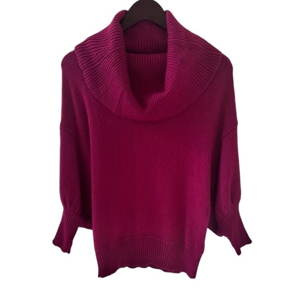 Express Deep Pink Cowl Neck 3/4 Sleeve Angora Blend Sweater Size Small - Picture 5 of 5